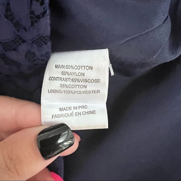 Sz XS Keepsake Run the World Navy Blue Long Sleeve Lace Dress - Picture 12 of 14